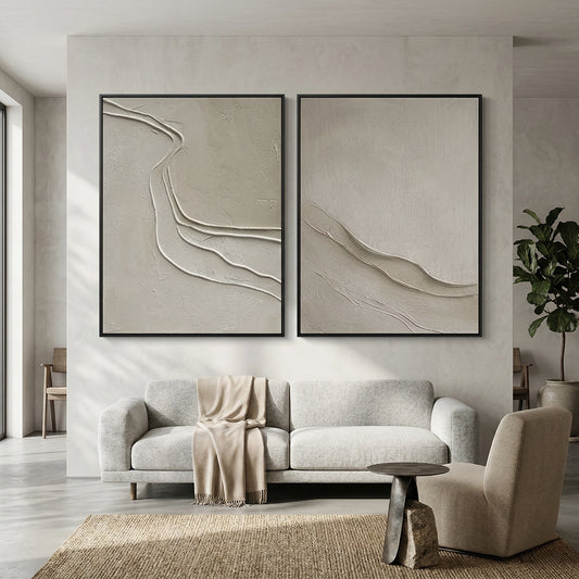 Modern Abstract Sand Dune Diptych for Luxury Abu Dhabi Interiors