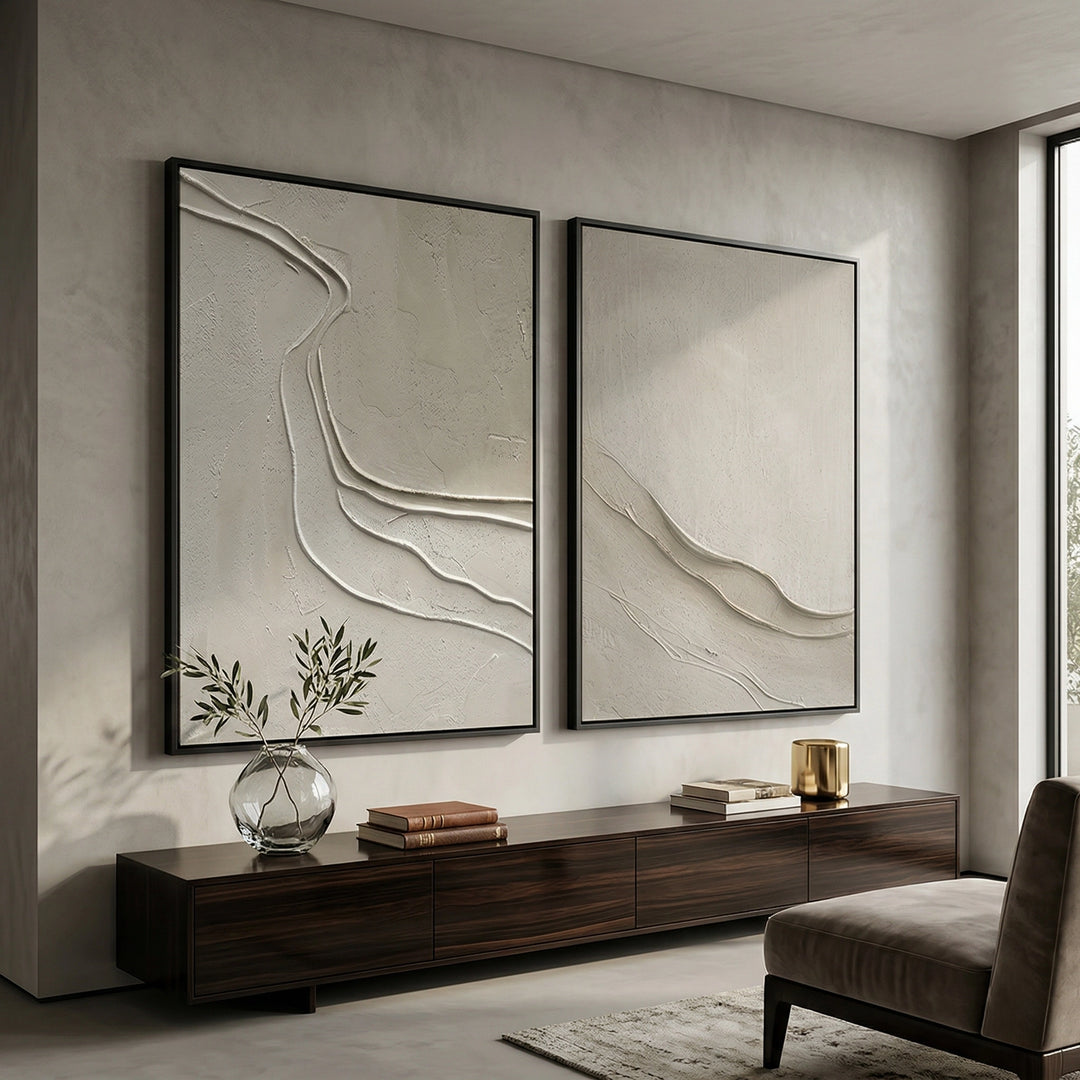 Earthy Sand Path Abstract Art for Scandi-Japandi UAE Style