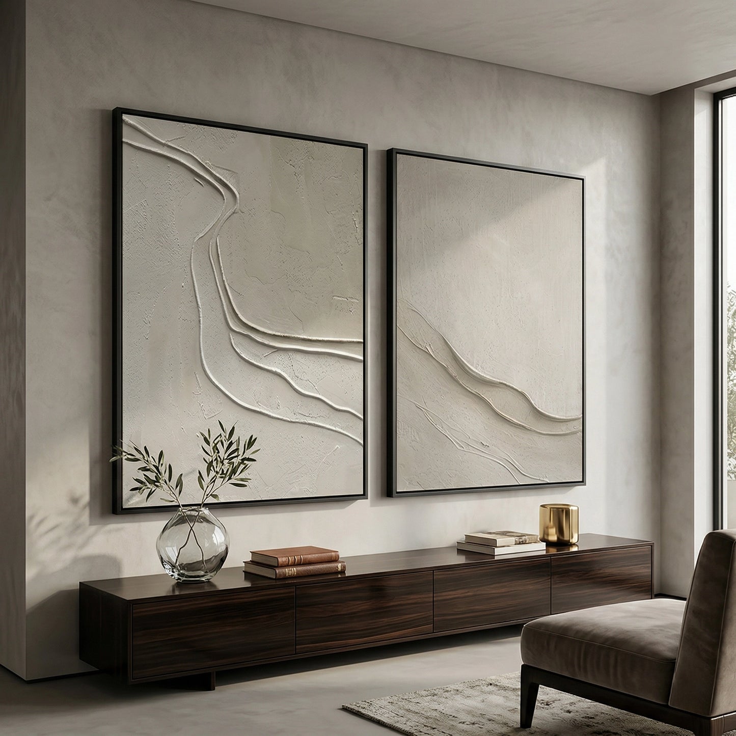 2Earthy Sand Path Abstract Art for Scandi-Japandi UAE Style