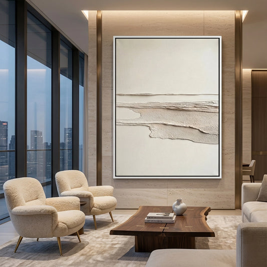 Desert Silence abstract wall art, warm earthy tones, luxury UAE home decor