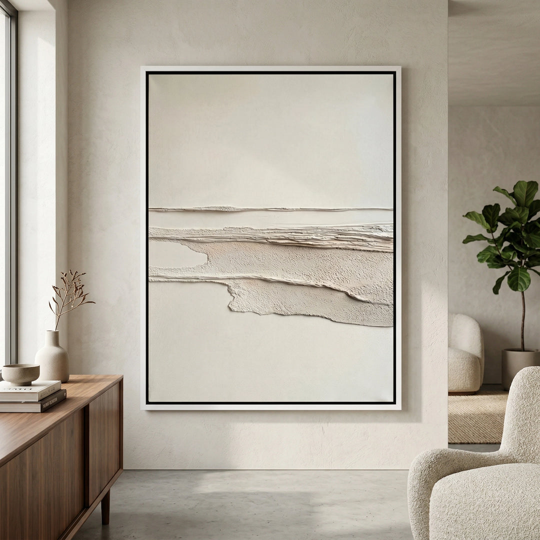 Desert Silence elegant abstract canvas, luxury home accent, muted earthy design UAE