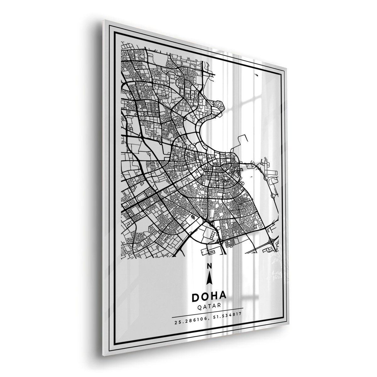 Doha Map - Acrylic - Jasmineart.ae