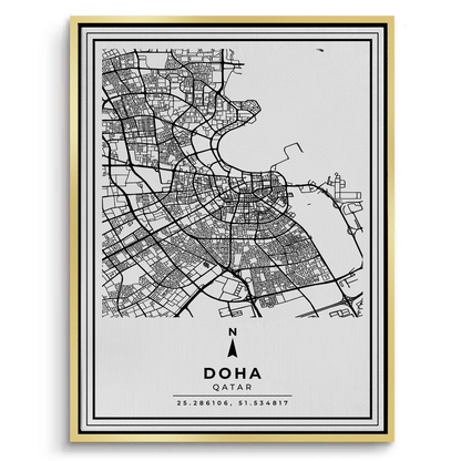 Doha Map - Canvas