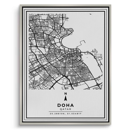 Doha Map - Canvas