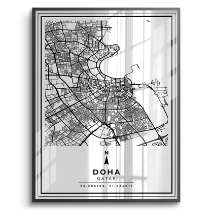 Doha Map - Fine Art