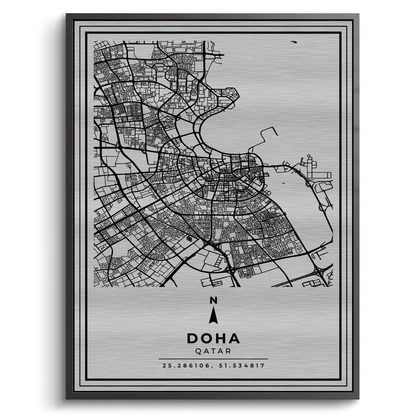 Doha Map - Metal