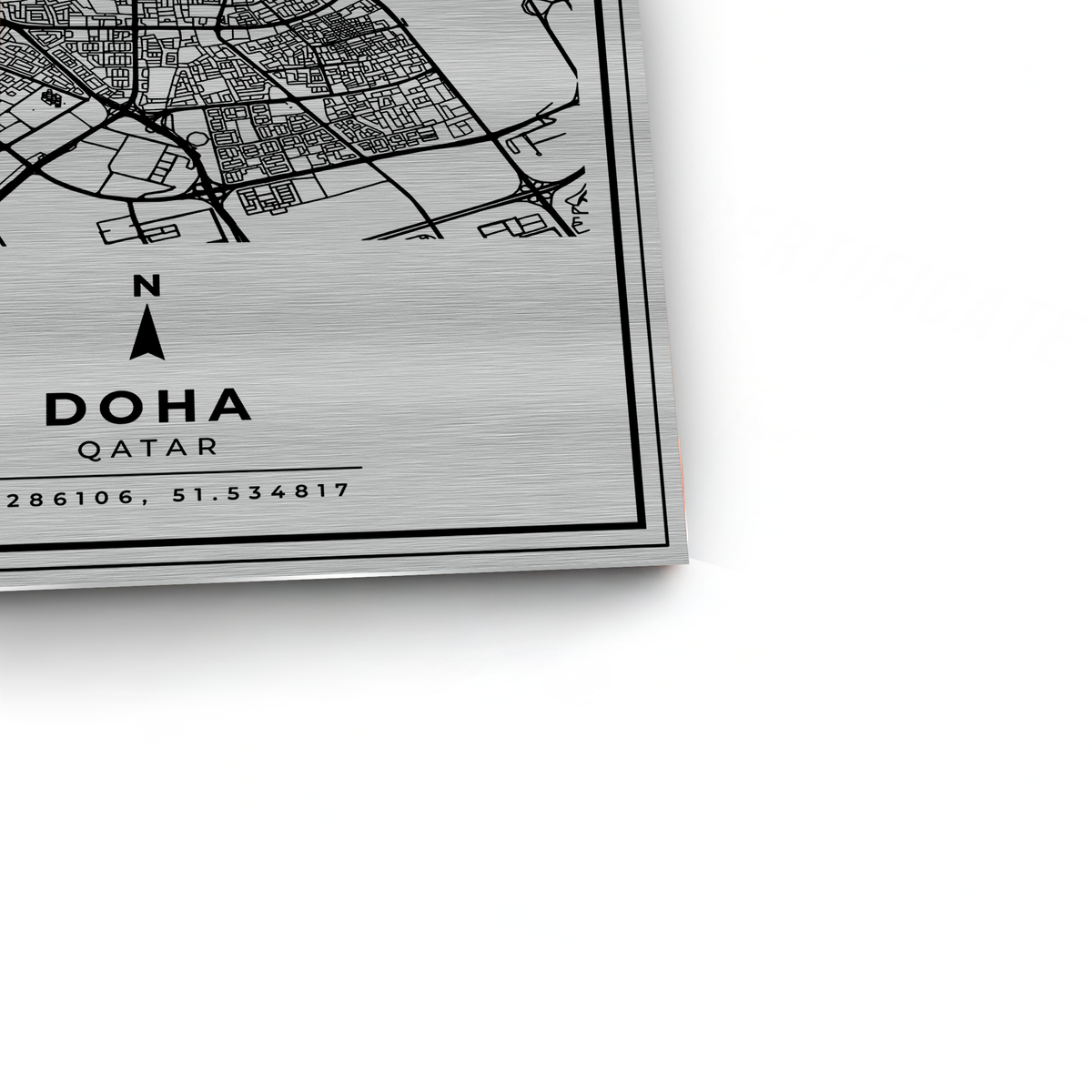 Doha Map - Metal - Jasmineart.ae