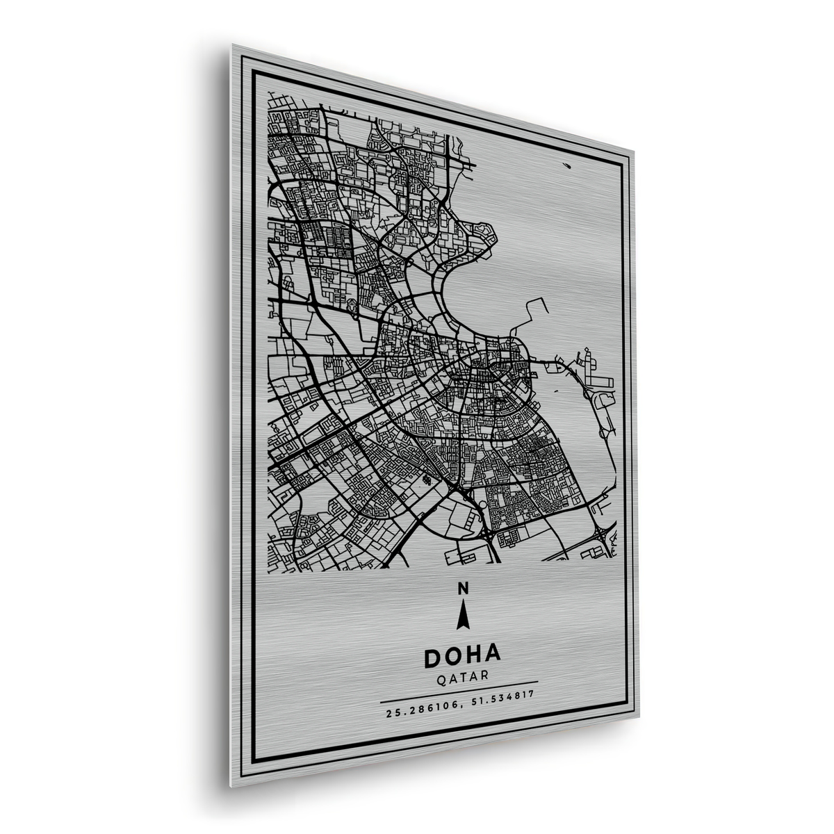 Doha Map - Metal - Jasmineart.ae