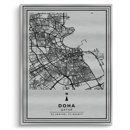 Doha Map - Metal