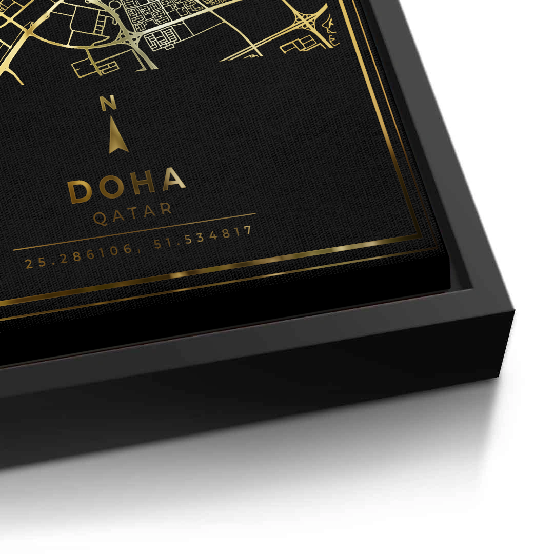 2Doha Map - Mettalic Canvas