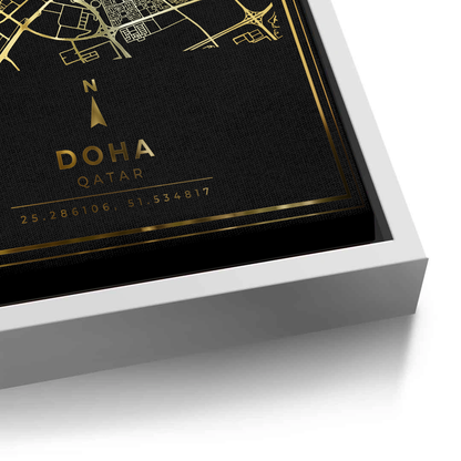 Doha Map - Mettalic Canvas