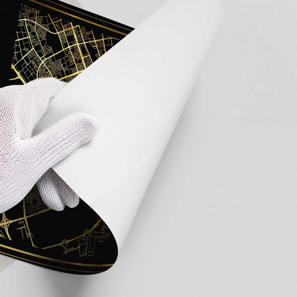 Doha Map - Mettalic Poster - Jasmineart.ae
