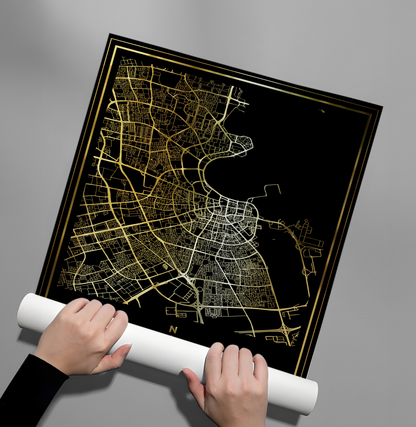 Doha Map - Mettalic Poster