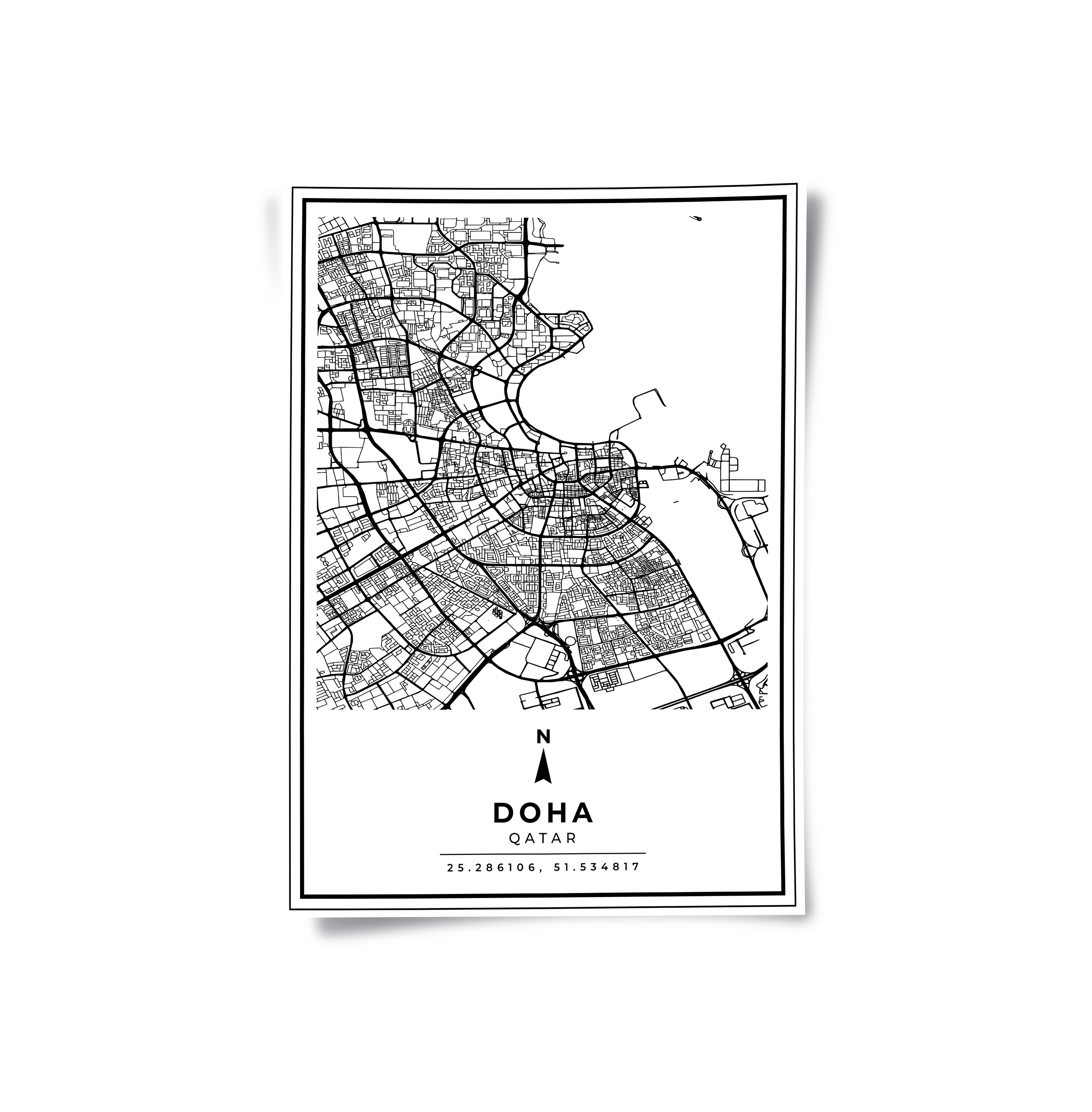 Doaba Map Sticker Doha Map - Poster - Jasmineart.ae