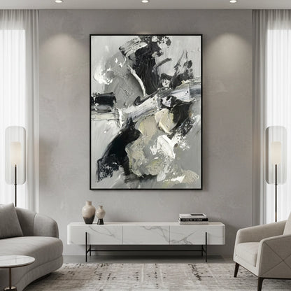 Dramatic Charcoal Abstract Painting #DCAB110