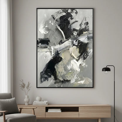 Dramatic Charcoal Abstract Painting #DCAB110