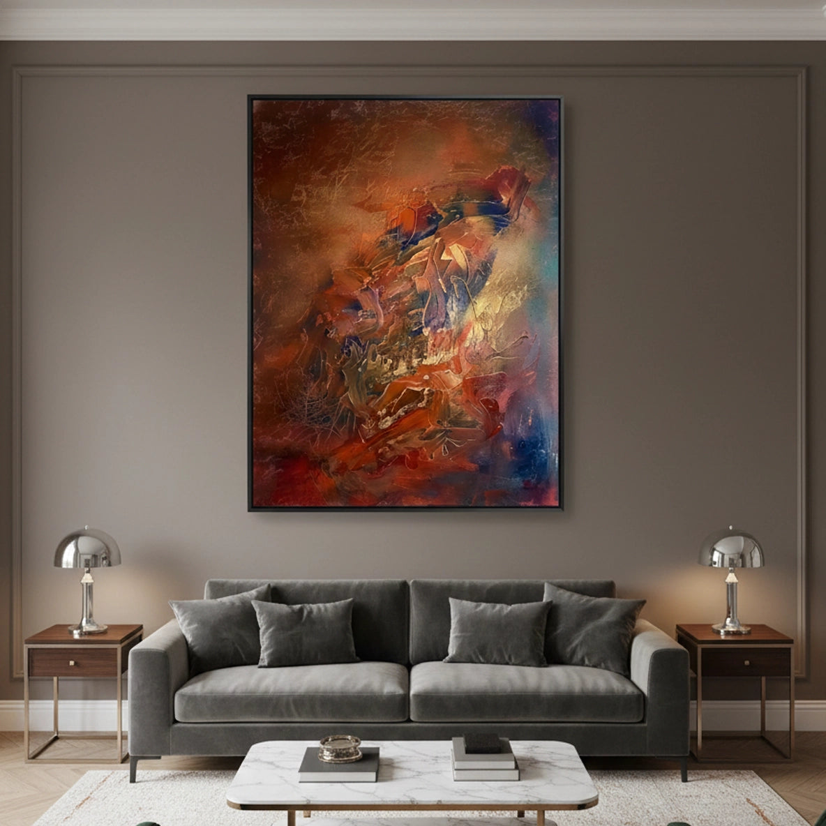 2Dramatic Fiery Abstract Painting #DFAB110