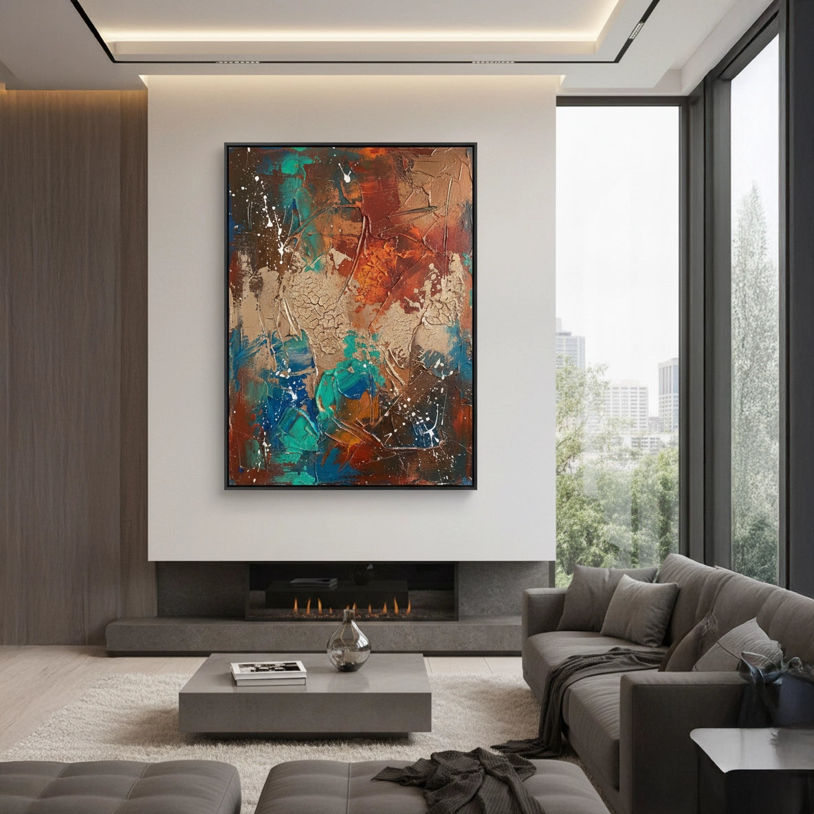 2Dramatic Multi-Color Abstract Painting #DMAB110