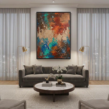 Dramatic Multi-Color Abstract Painting #DMAB110