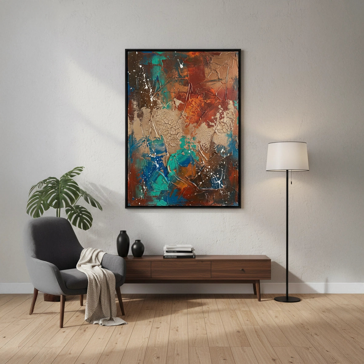 2Dramatic Multi-Color Abstract Painting #DMAB110
