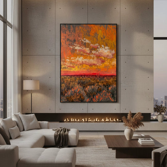 Dramatic Orange Sunset Painting #DOSU110