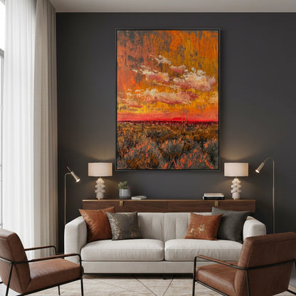 Dramatic Orange Sunset Painting #DOSU110