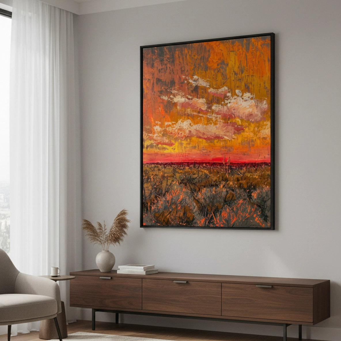 2Dramatic Orange Sunset Painting #DOSU110