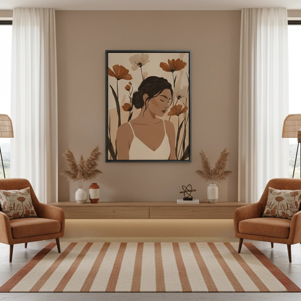 Dreamy Floral Portrait - Canvas