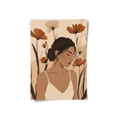 Dreamy Floral Portrait - Poster