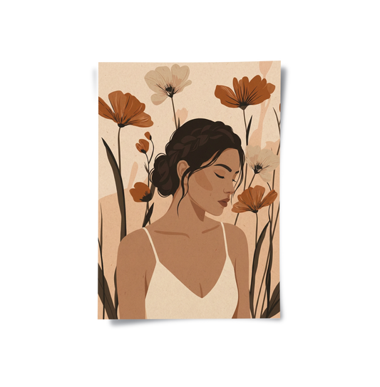 Dreamy Floral Portrait - Poster