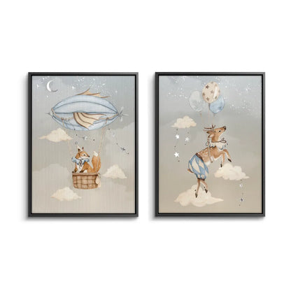 Dreamy Fox and Deer Balloon Set of 2 - Canvas