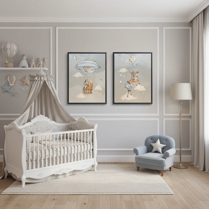 Dreamy Fox and Deer Balloon Set of 2 - Canvas