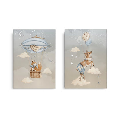 Dreamy Fox and Deer Balloon Set of 2 - Canvas