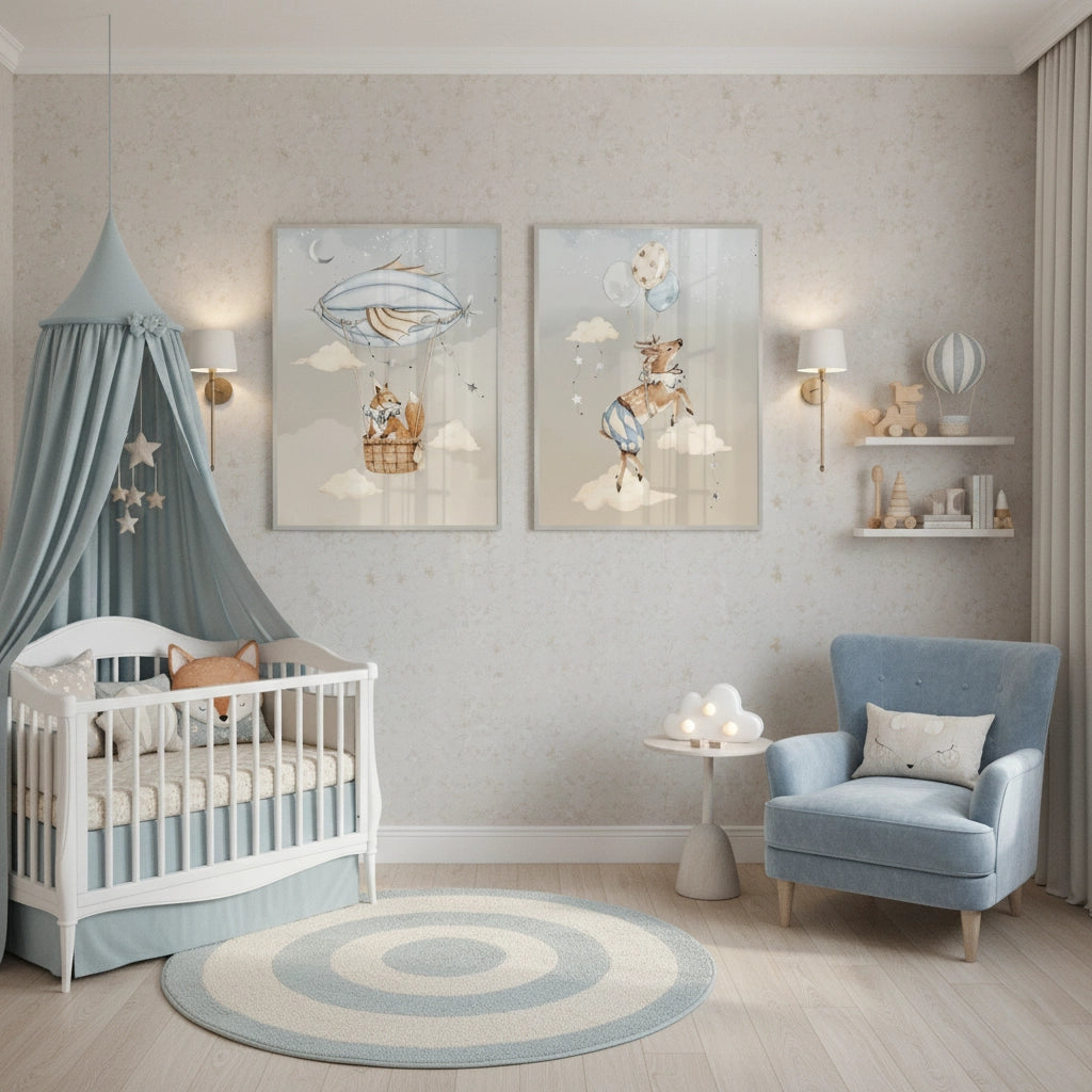 2Dreamy Fox and Deer Balloon Set of 2 - Fine Art