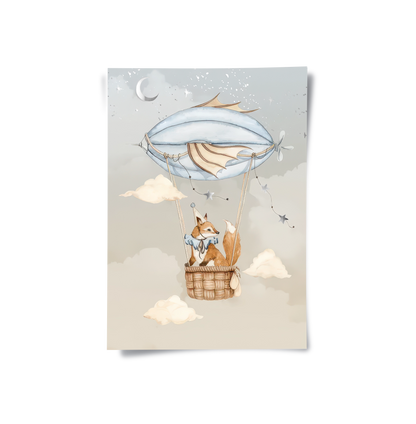 Dreamy Fox and Deer Balloon Set of 2 - Poster