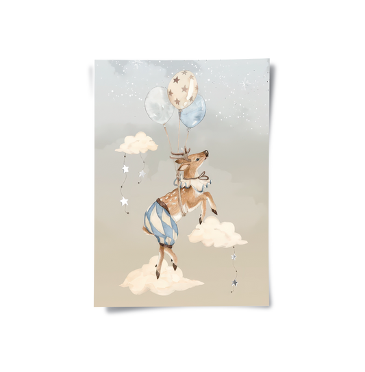 Dreamy Fox and Deer Balloon Set of 2 - Poster