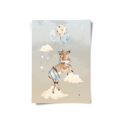 Dreamy Fox and Deer Balloon Set of 2 - Poster