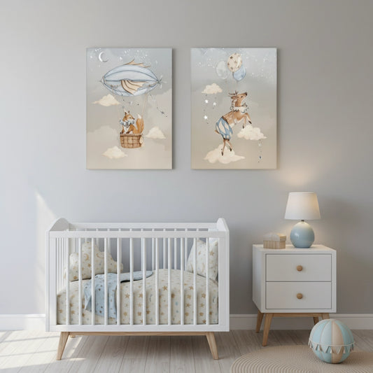 Dreamy Fox and Deer Balloon Set of 2 - Canvas