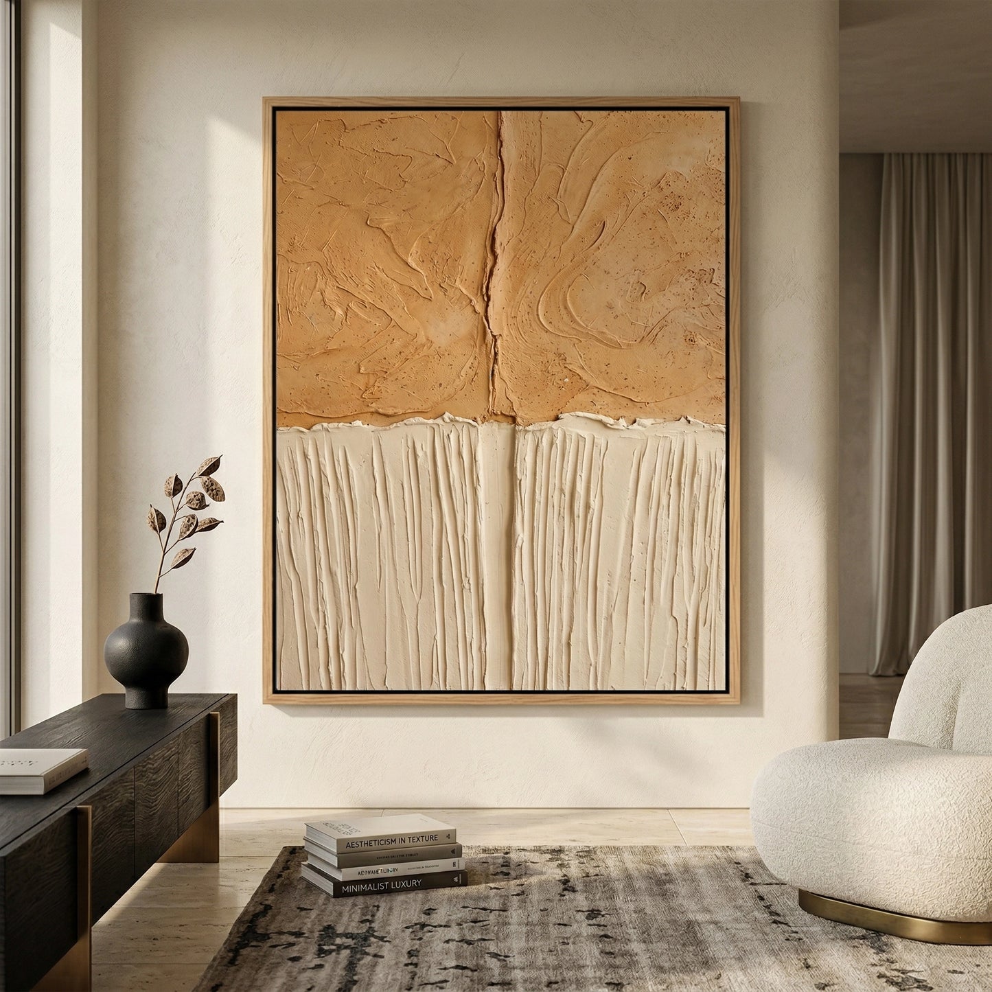 2Dual Horizon Texture abstract wall art, textured horizon design, luxury UAE home decor