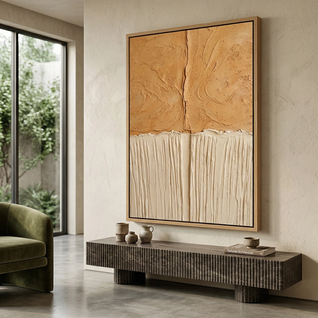 Dual Horizon Texture minimalist wall decor, layered horizon artwork, upscale UAE home accent