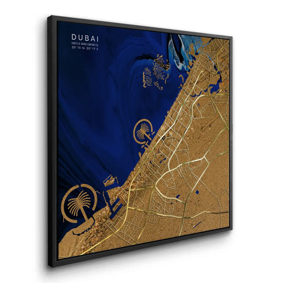 Dubai Map - Canvas - Jasmineart.ae
