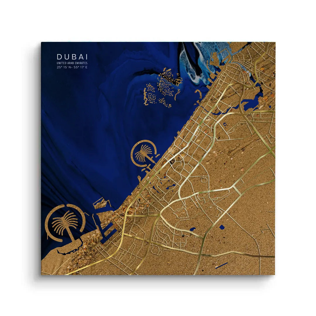 Dubai Map - Canvas - Jasmineart.ae