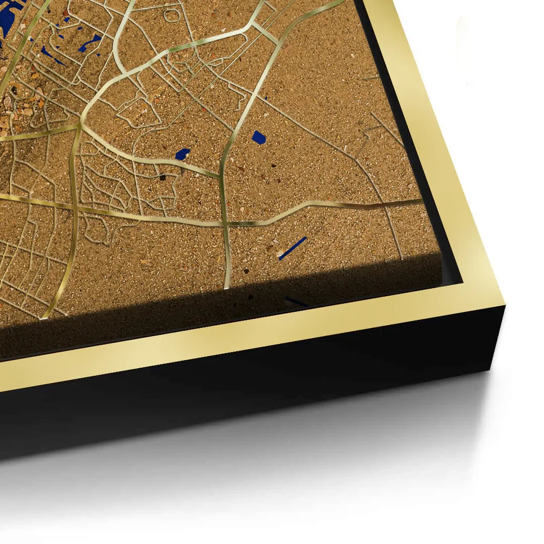 Dubai Map - Canvas - Jasmineart.ae