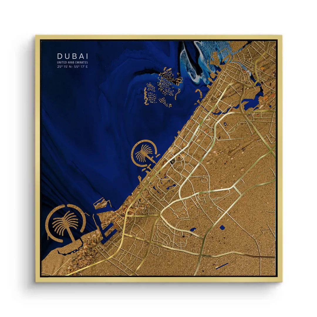 Dubai Map - Canvas - Jasmineart.ae