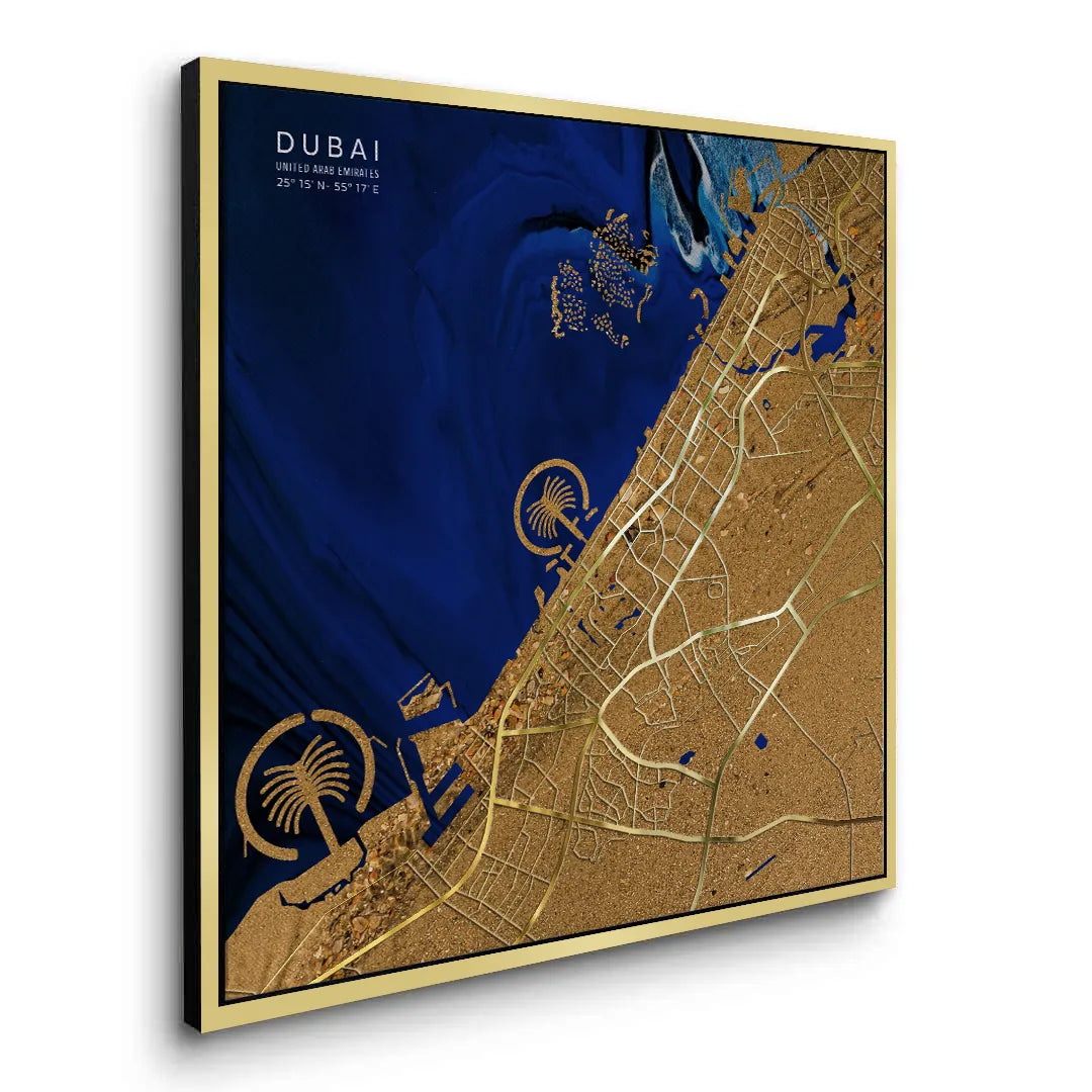 Dubai Map - Canvas - Jasmineart.ae