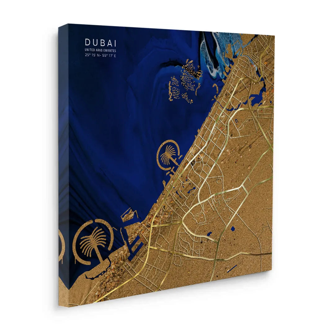 Dubai Map - Canvas - Jasmineart.ae