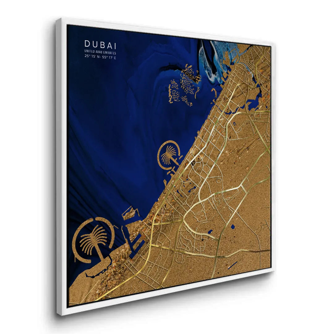 Dubai Map - Canvas - Jasmineart.ae
