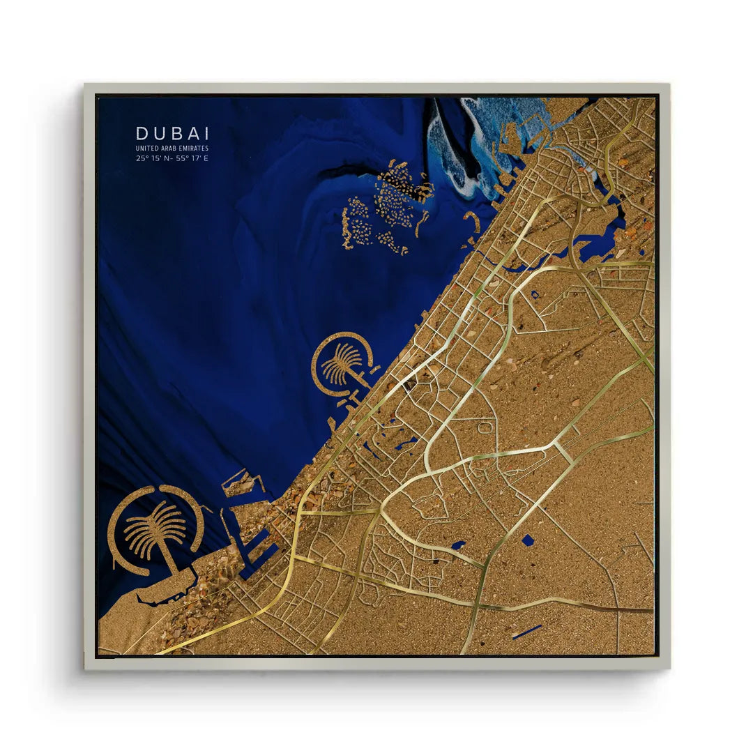 Dubai Map - Canvas - Jasmineart.ae