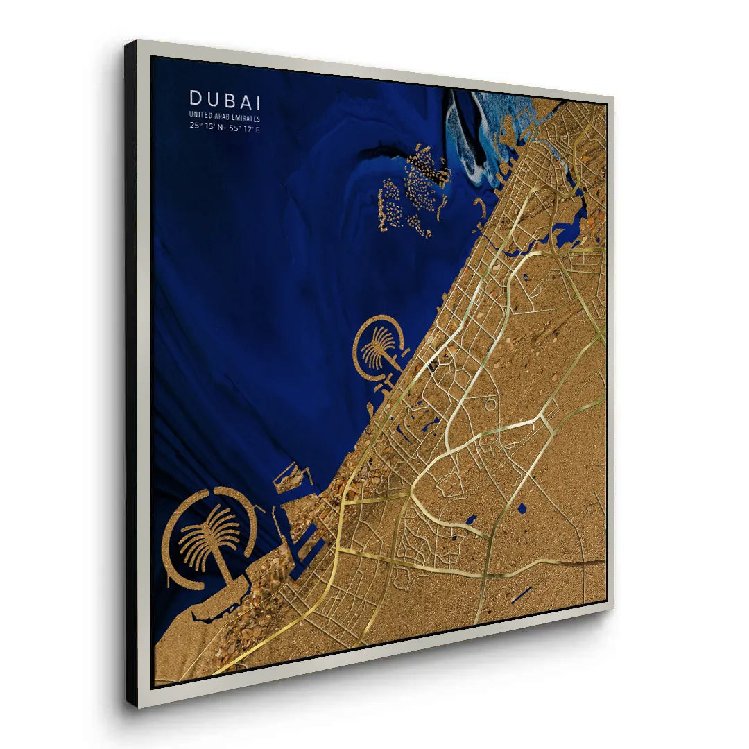 Dubai Map - Canvas - Jasmineart.ae