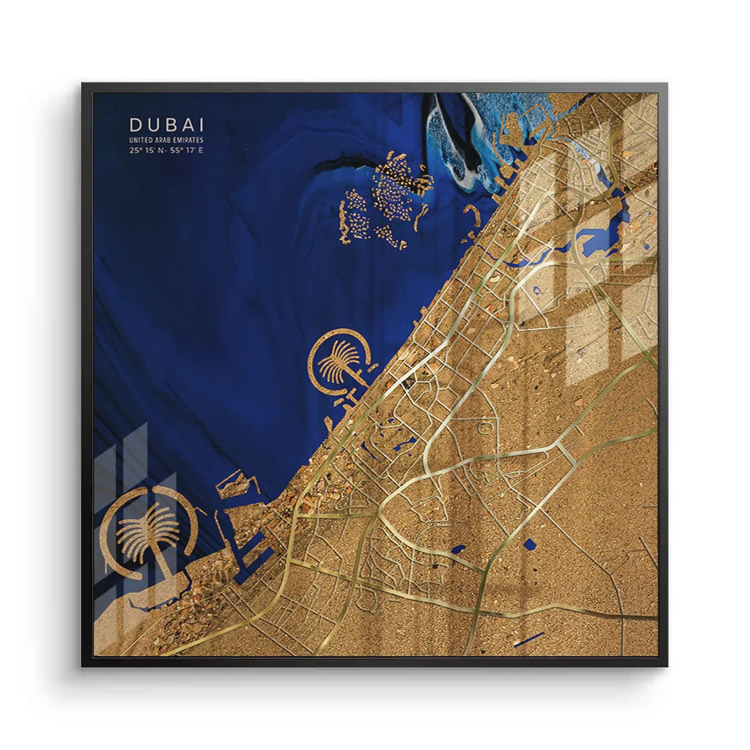 Dubai Map - Fine Art - Jasmineart.ae
